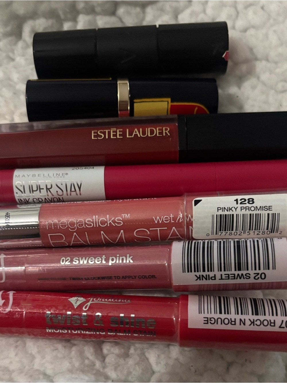 Set of 7. Estée Lauder, Sephora Lipstick & Lip Gloss Set - Pink , red Shades